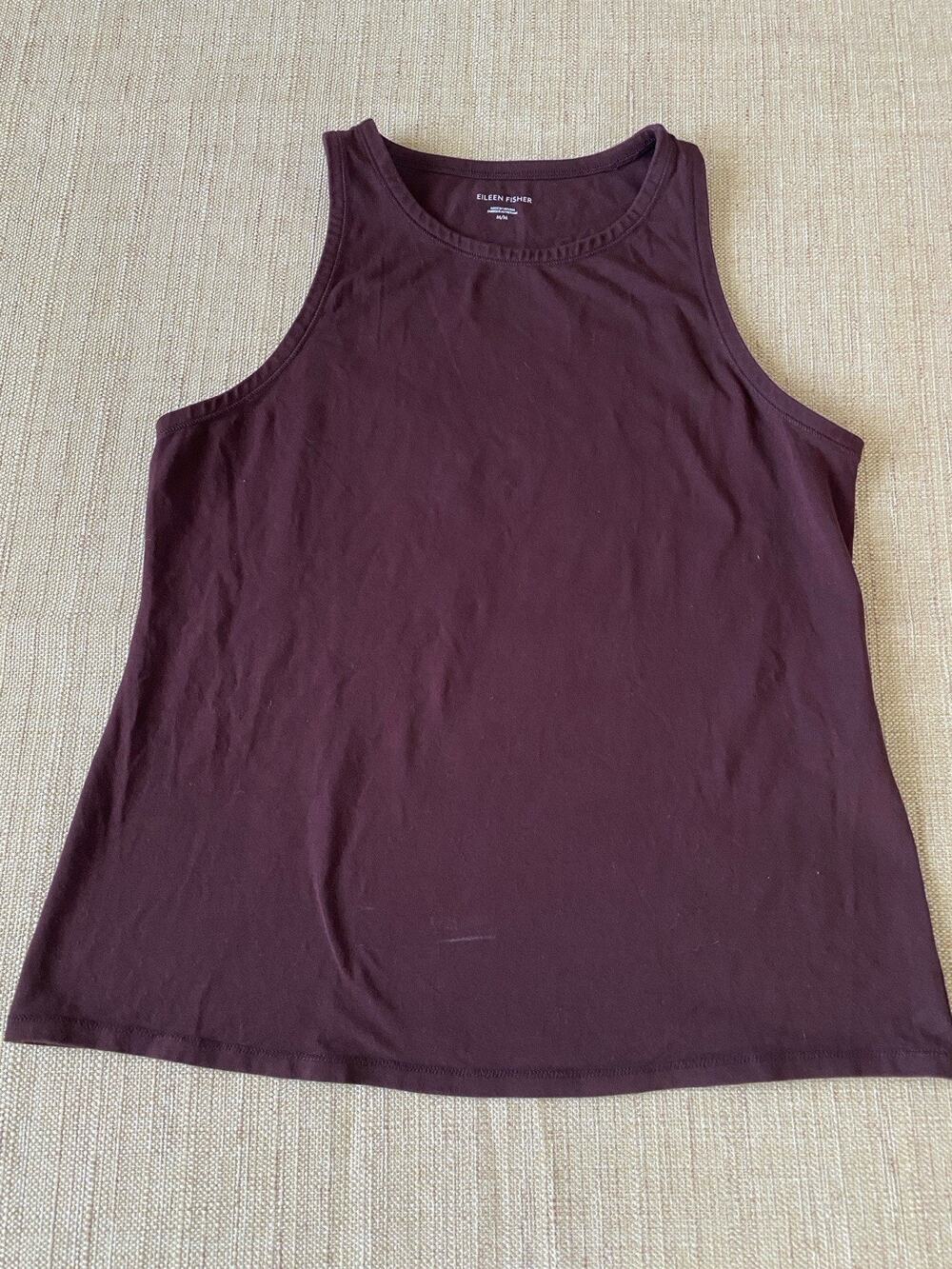 EILEEN FISHER Organic Cotton Stretch Rib Scoop Neck Tank Top M